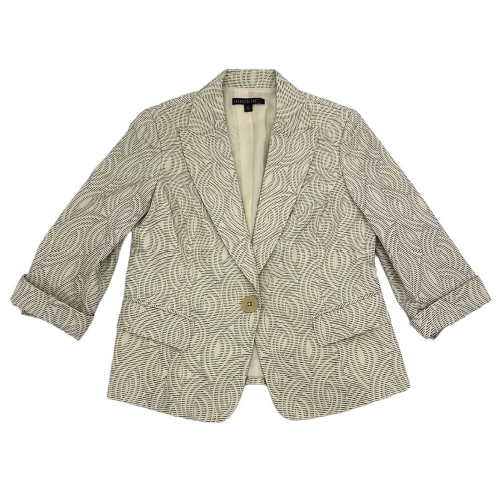 Lafayette 148 New York Jacket 10 Ivory & Black - Picture 7 of 12